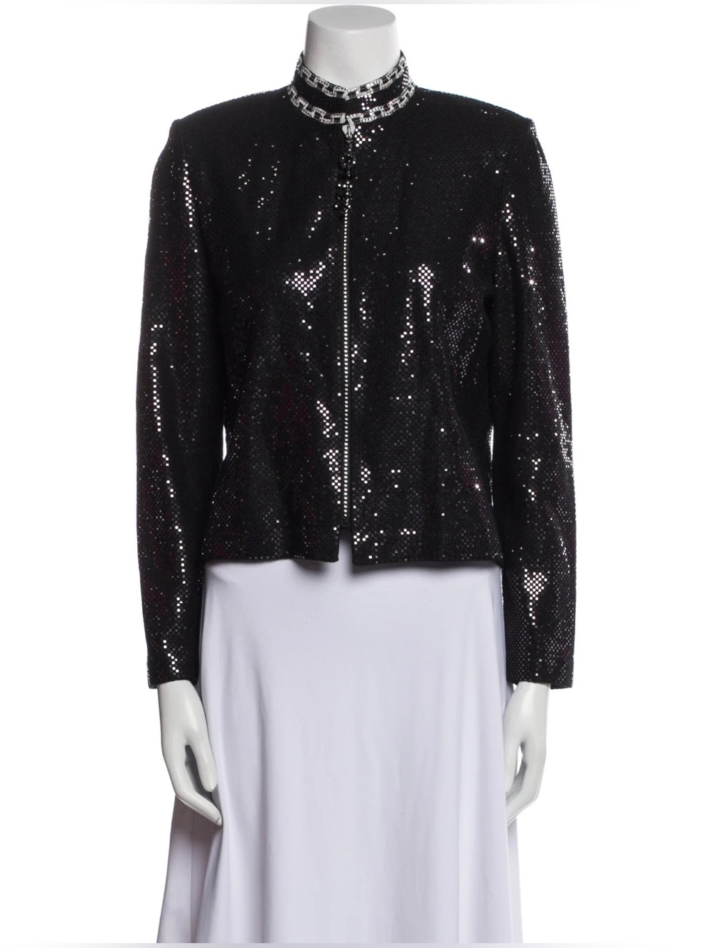 St. John Couture Marie Grey Sequin Evening Jacket Size 14